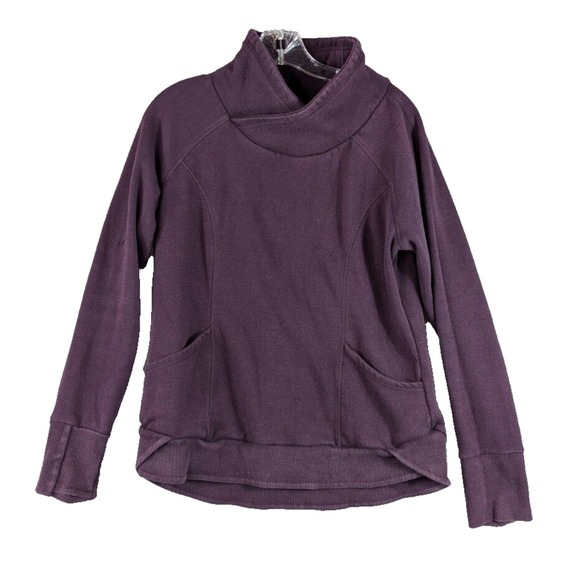 90 Degree by Reflex Womens Pullover Sweatshirt Wrap Neck Thumb Holes Purple Sz M - Picture 1 of 9
